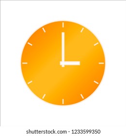 Simple clock icon. Orange sign with low light on white background