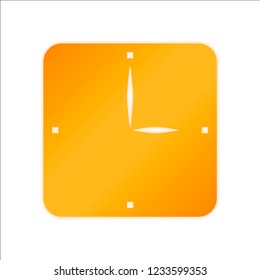 Simple clock icon. Orange sign with low light on white background