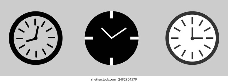 Simple clock icon. Time and Clock icons collection. Circle arrow icon. Time and Clock icons in thin line style. Vector illustration. Eps file 132.