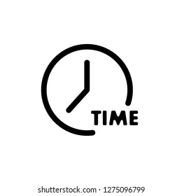 Simple clock icon, time with signature.Simple vector illustration.