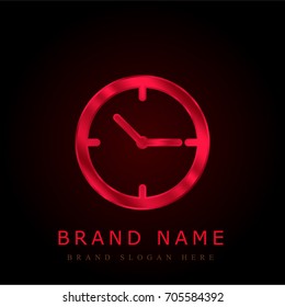 Simple clock red chromium metallic logo
