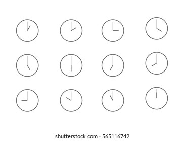 Simple Clock Set. Every Hour. 
Editable Vector