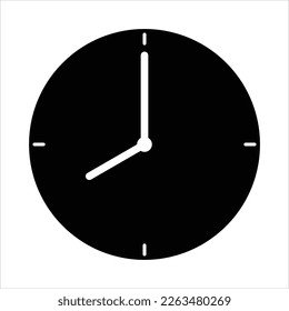 Simple Clock Solid Icon Vector