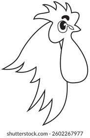 Simple close up illustration of rooster head outline