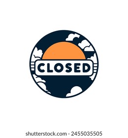 simple closed text nature sticker t shirt vector illustration template design