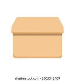 simple closed wooden box, flat vector illustration