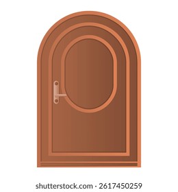 Simple Closed Wooden Door Vector. Wooden Door Design on White Background. Front Door Icon.