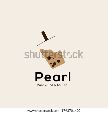 Simple closure Pearl bubble tea logo design template idea