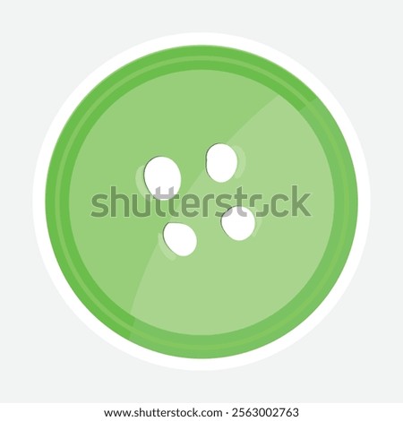 Simple clothes button with four holes vector illustration Sticker. Vector sticker of a simple four-hole clothes button. Perfect for sewing and fashion-themed decorations