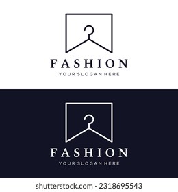 Simple clothes hanger logo design with creative idea.Logo for business, boutique, fashion, beauty.