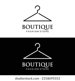 Diseño del logo del colgador de ropa simple con idea creativa.Logo para negocios, boutique, moda, belleza.