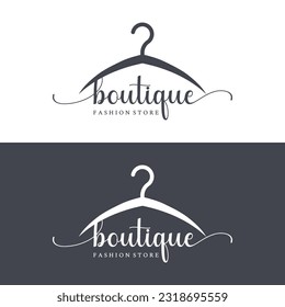 Diseño del logo del colgador de ropa simple con idea creativa.Logo para negocios, boutique, moda, belleza.