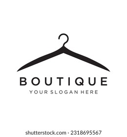 Diseño del logo del colgador de ropa simple con idea creativa.Logo para negocios, boutique, moda, belleza.