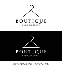 Simple clothes hanger logo design with creative idea.Logo for business, boutique, fashion, beauty.