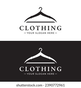 Diseño del logo del colgador de ropa simple con idea creativa.Logo para negocios, boutique, moda, belleza.