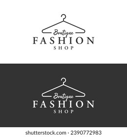 Simple clothes hanger logo design with creative idea.Logo for business, boutique, fashion, beauty.