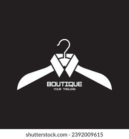 Simple clothes hanger logo design with creative idea.Logo for business, boutique, fashion, laundry, and lifestyle