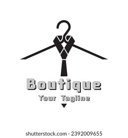 Simple clothes hanger logo design with creative idea.Logo for business, boutique, fashion, laundry, and lifestyle