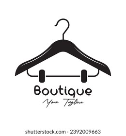 Simple clothes hanger logo design with creative idea.Logo for business, boutique, fashion, laundry, and lifestyle