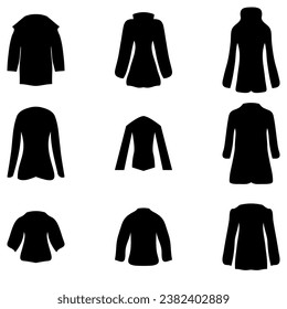Icono de juego de silueta de ropa simple. estilo plano de moda vectorial