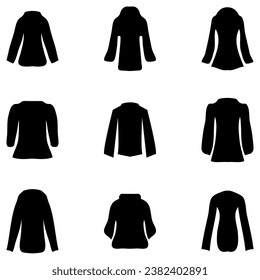 Simple clothes silhouette set icon. vector fashion flat style