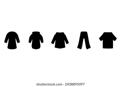 Simple clothes silhouette set icon. Vector fashion flat style