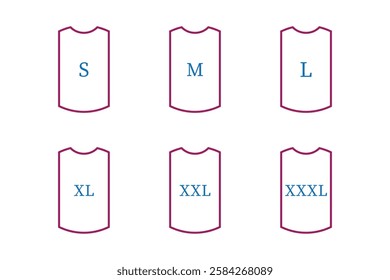 Simple clothing size tags in various sizes.