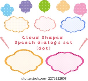 Simple cloud balloon speech bubbles set  with a colorful dot patterns