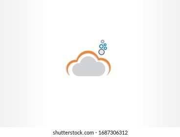 simple cloud with bubble vector illustration for technology logo design template