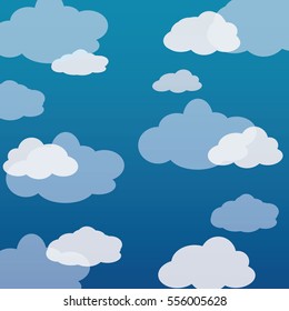 Simple cloud cartoon blue and white background vector illustration.