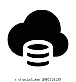 Simple Cloud Data glyph icon. The icon can be used for websites, print templates, presentation templates, illustrations, etc