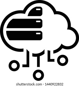 Simple Cloud Database Vector Line Icon with storage devices.
