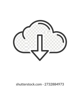 Simple cloud download icon with arrow symbolizing data transfer