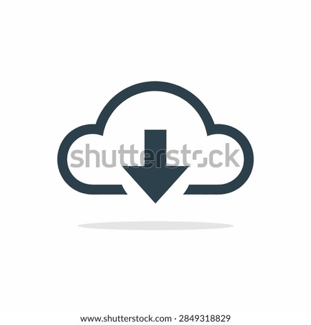 Simple cloud download icon featuring a downward arrow within a cloud, representing cloud storage, data transfer, or online downloads.