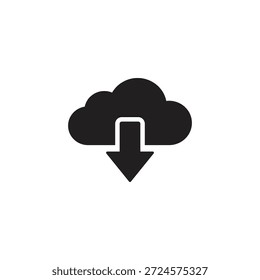 Sencillo símbolo de Descarga en la nube gráfico para Web y diseño de interfaz de usuario App