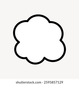 Simple cloud icon with bold outline. Cloud shape is rounded and symmetrical. Cloud design is minimalistic and versatile for various uses. Doodle illustration vector.