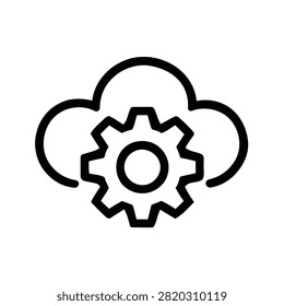 Simple cloud icon with gear symbol representing technology and configuration