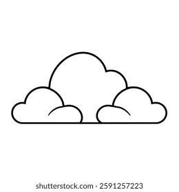 Simple Cloud Illustration. Minimalist Line Art of Fluffy Clouds Perfect for Weather Apps Childrens Books and More