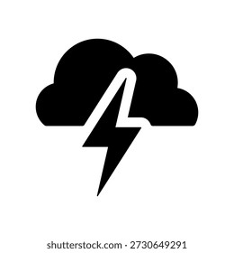 Simple cloud and lightning vector icon.
