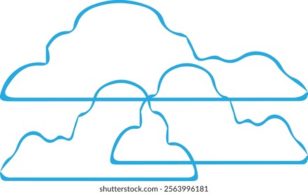 Simple cloud line art vector. Hand drawn of clouds esoteric symbol. Alchemy mystical magic elements isolated on white background.