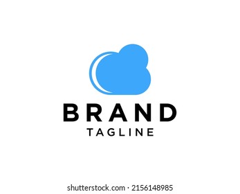 Simple Cloud Logo. Blue Linear Shape Cloud Computing isolated on White Background. Usable for Business and Technology Logos. Flat Vector Logo Design Template Element.