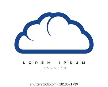 Simple Cloud Logo Design Vector Template Solid Shape