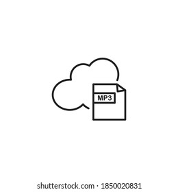 Einfache Cloud mit dem Kontursymbol für MP3-Dateien