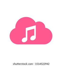 Simple cloud and music note icon design vector template