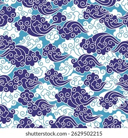Simple cloud pattern with Asian elements,