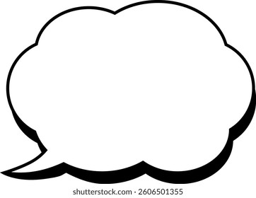 A simple cloud shaped speech bubble with a shadow