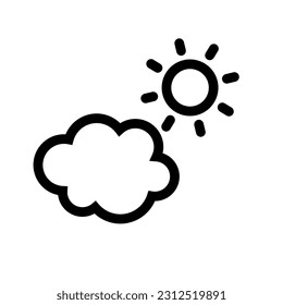 Simple cloud and sun icon. Weather. Vector.