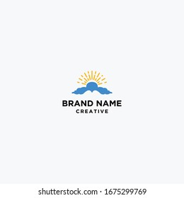 Simple Cloud Sun Illustration Logo Symbol Vector Graphic Design. Icon, abstract.