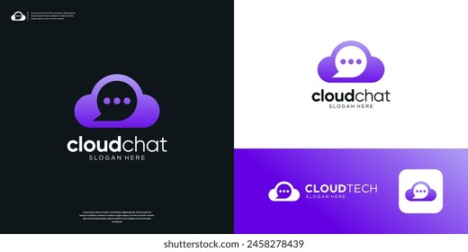 Nube simple con el símbolo del chat de charla para el diseño del logotipo de la consultoría de negocios.