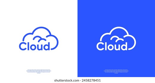 Simple cloud tech logo design word mark.